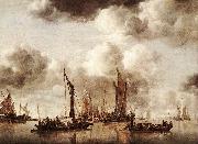 Jan van de Capelle Dutch Yacht Firing a Salvo Sweden oil painting reproduction